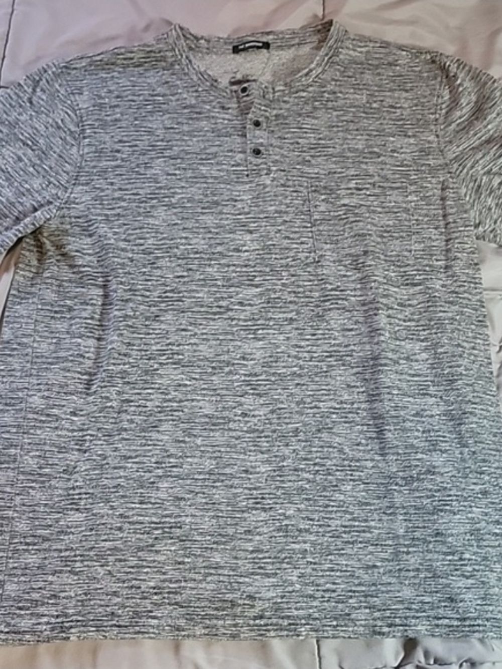 BKLYN The Spacedye Henley Short Sleeve Shirt Gray Chest Pocket Medium